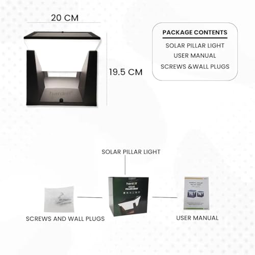 Image of hardoll Solar Gate & Garden Outdoor Lights for Home 4000mAh Battery, Mono Solar Panel, IP54 Waterproof, 40 LEDs, 3 Color Modes (Warm /Cool /Neutral), Dusk-to-Dawn 10-12h Pillar Lamps (Pack of 1)
