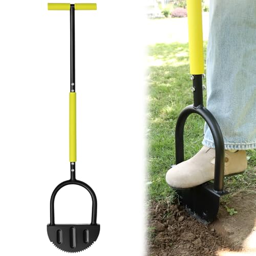 QWORK® Manuelle Coupe Bordure, Coupe-Bordure en Demi-Lune avec Dents de scie, Bordure de pelouse avec poignée en T