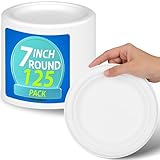 MIDOFELD 7 Inch Small Paper Plates - [125-Pack] Heavy Duty Dessert Paper Plate Eco Friendly Made from Sugarcane Fiber - Microwable Sturdy Party Plate Disposable, 100% Compostable and Biodegradable