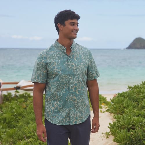 Reyn Spooner Men’s Tropical Leaves Hawaiian Aloha Shirt - Pullover3
