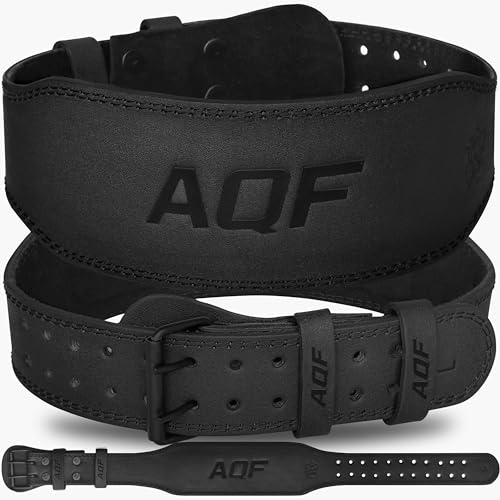 AQF Weight Lifting Belt for Men Gym Fitness, 4″ 6″ Padded Lumbar Back Support, 7mm Thick Leather Training Belt with 11 Adjustable Holes, Ideal for Powerlifting, Bodybuilding
