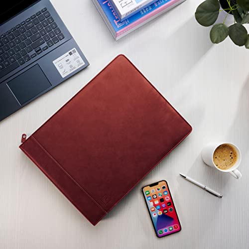 Image of Inkline Deluxe 7 Ring Check Binder Portfolio -Professional PU Leather Binder with Zippered Closure -500 Check Capacity -9x13 Sheets -Doc & Card Organizer - Large Pockets - Mahogany Brown (80014)