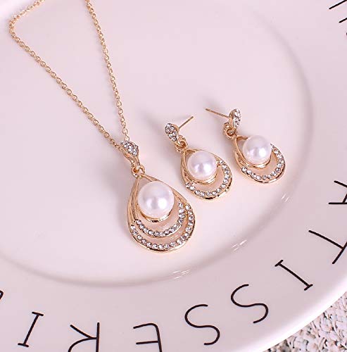 Preisvergleich Produktbild RINHOO Kristall Wasser Tropfen Colliers Halskette / Ohrringe Schmuckset