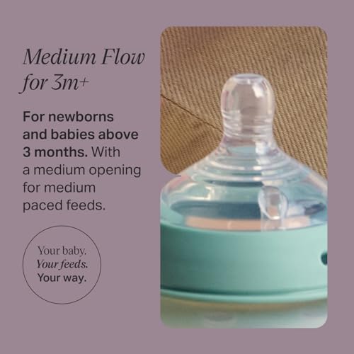 Image of Tommee Tippee Natural Start Bottle Nipples, Medium Flow, 3m+ | Pack of 2, Breast-Like for a Natural Latch, Anti-Colic Valve, Soft Silicone, BPA Free