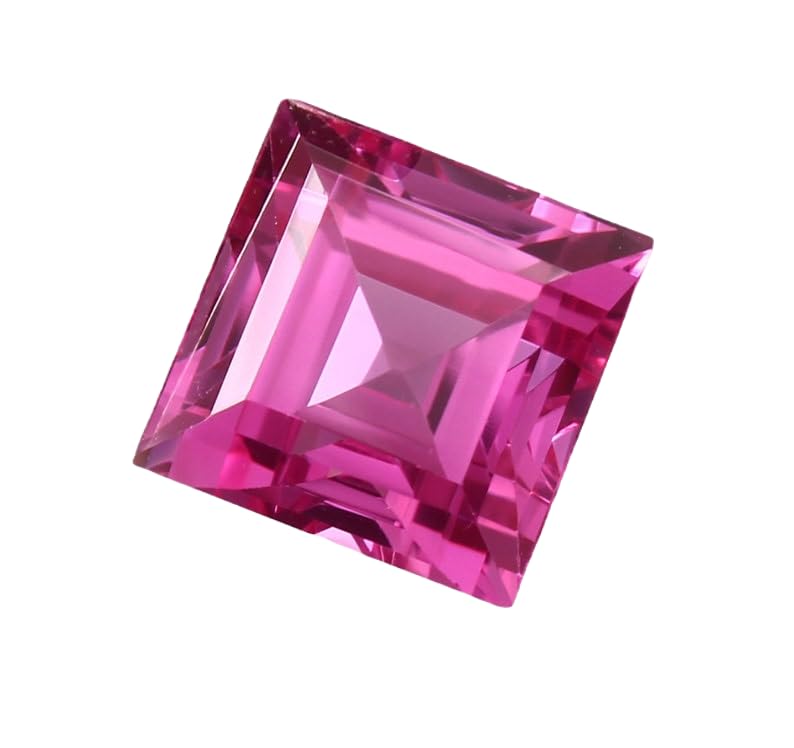 Saphir rose naturel 13mm forme Asscher gemme taillée pour fabrication bague et collier