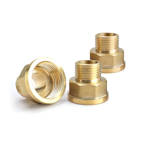 SRJQXH 3 Piezas de Latón Boquilla de Conexión, Rosca Exterior X Rosca Interior, Conector de Pezón Hexagonal de Latón, Adecuado para Sistemas de Calefacción Y Agua Potable