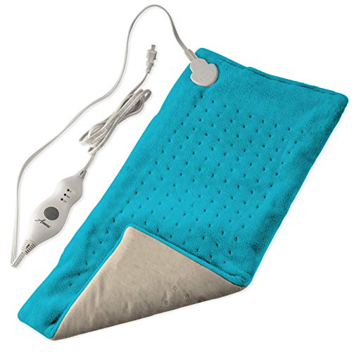 XL Heating Pad for Back Pain w/Auto Off | Ultra-Fast Heating | Extra Large Dry Electric Heat Therapy Wrap | Plush Hot Pad for Back, Neck, Shoulders, Abdomen, Arm, Legs, More (Blue)