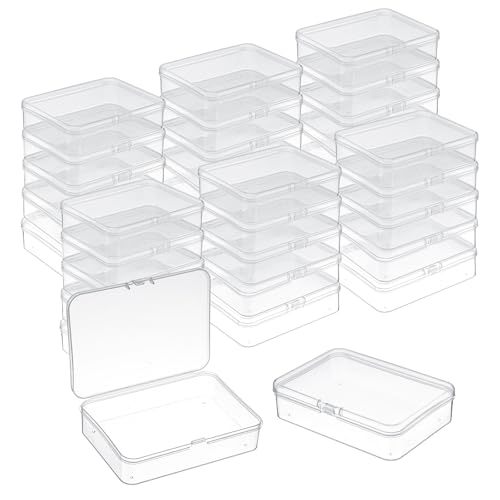 Image of 30 Pcs Small Plastic Containers with Lids, 4.13 inchx2.95 inchx0.98 inchMini Plastic Clear Bead Storage Containers Case Rectangular Craft Storage Boxes with Lids for Jewelry Beads Craft Hardware Pins
