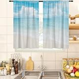 zokyer Coastal Kitchen Curtain Beach Summer Ocean Sea Cool Cute Beachy Hawaiian Mini Cafe Small Short 27.5' W x 36' L Window Treatment Tiers for Bedroom Living Room Bathroom 2 Panels Rod Pocket Drapes