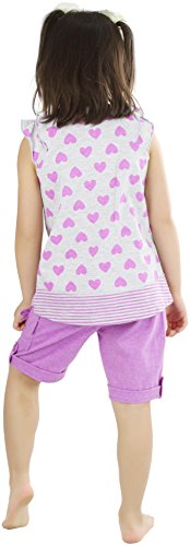 Image of ToBeInStyle Girl's Two Piece Summer Set Cute Tee Top and Matching Shorts Adorable Outfit