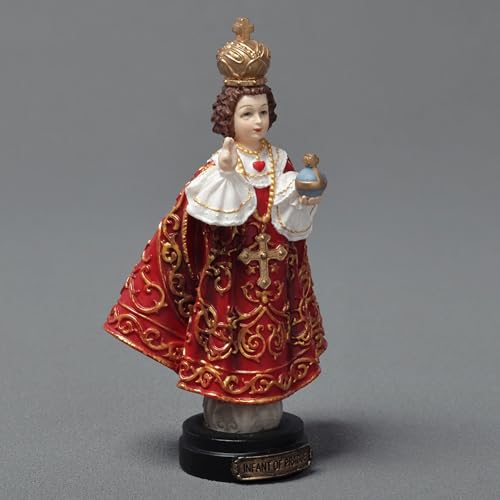 Estatua El Niño Jesús de Praga 3.38 pulgadas polyresina pintada miniatura 3