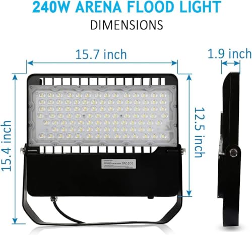ledmo LED Flood Light Outdoor - 240W Stadium Light 36000Lm 1500W Equivalent Flicker-Free 5000K Security and Arena Light for Sports, Billboard, Garage, Garden, Lawn, Yard and Playground