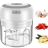 * HOMGEN Picadora de Ajo Eléctrica Profesional * -----: Nuestro HOMGEN Procesador de Alimentos Inteligente con Cuchilla de Acero Inoxidable 304 de Tres Capas Que Más Fuerte y Potente para Que los Alimentos o Vegetales Se Corten de Manera Más Uniforme y Eficiente. Perfecto para Picar y Moler Alimentos para Bebés en la Cocina