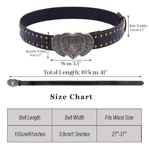 Waist Belt Buckle Belt 3.8cm Wide PU Leather Vintage Fashion Jewelry Gifts for Women for Party Jeans Pants Disco Dancing, Black4