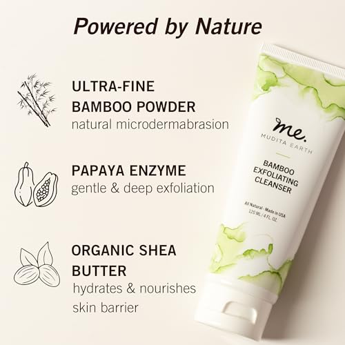 Mudita Earth Organic Bamboo Microdermabrasion Facial Scrub: for Acne and Sensitive Skin, Micro Dermabrasion Bamboo Powder Scrub with Lactic Acid - Image 4