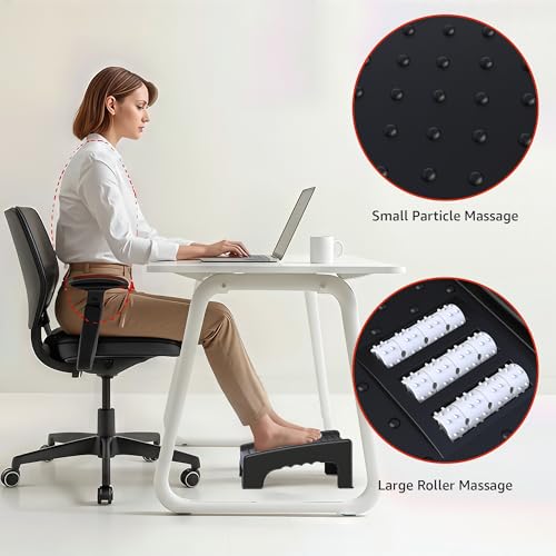 Image of Amazon Brand - Solimo Ergonomic Footrest with Massage Texture and Roller for office chair with massager for Office, Table, Home, Sofa under desk - Black