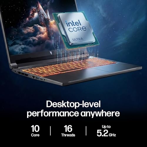 Nitro V16 Gaming Laptop, 16" WUXGA IPS 180Hz, Intel 10-Core 7 240H, 16GB DDR5 512GB Gen4 SSD, GeForce RTX 5060 DLSS4, Backlit Keyboard, RJ 45, PDG HDMI Cable, US Version KB, Win 11 Pro - Notebook - Immagine 2