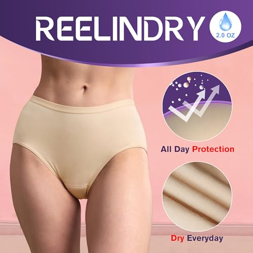 Leak Proof Incontinence Underwear for Women Washable Absorbent Mid Waist Panties Postpartum Bladder Control 1 Pack (Beige, XL)2