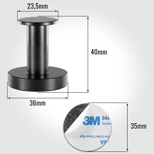 POPPSTAR Round Magnetic Hooks, Extra Strong, Set of 2 Matte Black Neodymium Hook Magnets, can be Used as Magnetic Coat Hooks - Image 2