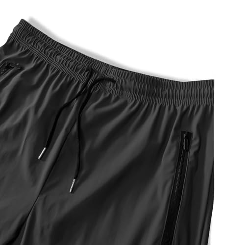Mens Lightweight Quick Dry Athletic Workout Pants, Stretch Drawstring Outdoor Fishing Fashion Pants with Zipper Pockets4