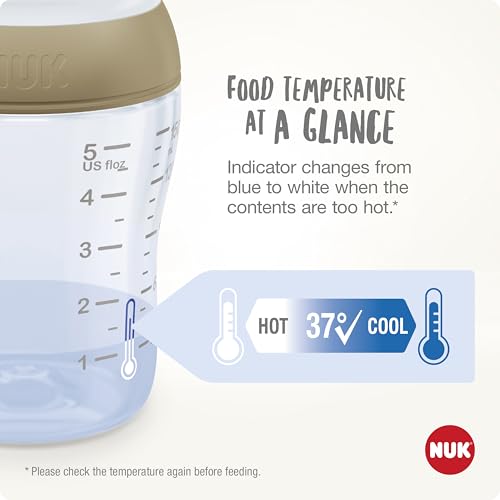 NUK Perfect Match Babyflasche | Ab 0 Monate | Passt sich dem Baby an | Temperature Control | Anti-Colic | 150 ml | BPA-frei | Silikontrinksauger, Small | Regenbogen