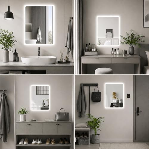 Miroir de salle de bain éclairé antibuée à intensité variable - 7