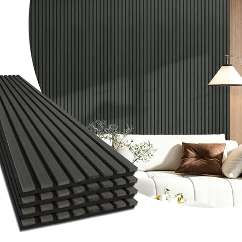Image of Art3d 94.5 x 12.8 in Soundproof Wood Textured Wall Panel, 4-Pack, Blackwood