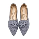HIULYCENCE Flats for Women Pointed Toe Ballet Flats Brethable Comfortable Knit Dressy Csual for Work Office Grey US6.5
