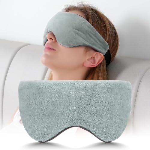 Sivio Weighted Eye Mask for Women & Men Heatable and Freezeable Weighted Eye Pillow with Silica Beads & Adjustable Strap Soft Breathable Cotton Eye Cover for Sleeping Faster and Better