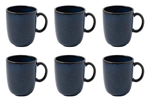 Villeroy & Boch like. by Lave Bleu Becher mit Henkel 6er Set, 400 ml, Kaffeebecher mit einzigartiger Glasur, Skandinavisches Design, Steingut, Blau