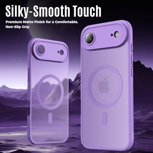Symcele Designed for iPhone Air Case, Compatible with MagSafe, [Camera Protection] [15FT Military Drop Protection] Shockproof Translucent Matte Anti-Slip Thin Slim Phone Case, 6.5", Light Purple by Symcele - Image 8