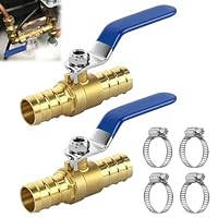 2 Stück Messing 3/4 Zoll Kugelhahn Absperrhahn 3/4 Zoll (19mm) Kugelhahn mit Blau Flügelgriff Absperrkugelhahn mit 4 Klemmen Kraftstoffleitungsarmaturen Gartenhahn Anschlüsse