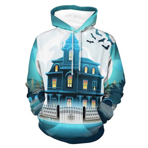 Hoodie château unisexe pull sweats à capuche manche longue noir taille S