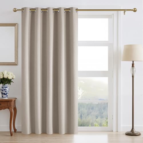 RYB HOME Sliding Glass Door Curtain for Bedroom, Thick Linen Fabric