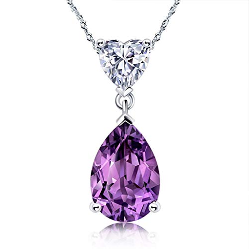 Colliers pour femmes filles améthyste 2,6 carats, pendentif goutte et collier ras du cou 18''