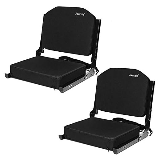 Jauntis Stadium Seats for Bleachers, Bleacher Seats with Ultra Padded Comfy Foam Backs and Cushion, Wide Portable Stadium Chairs with Back Support and Shoulder Strap, 2 Pack, Black