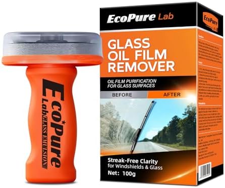 EcoPure Lab Glass Emulsion Cleaner, Car Oil Film Remover, Windshield Oil Film Remover for Car Windows, Auto Glass Cleaner, Improves Windshield Clarity for Safe Driving, Crystal Clear View(1PCS)
