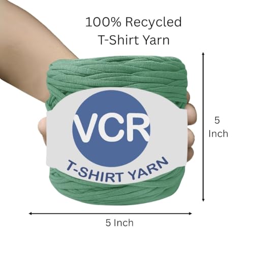 Image of VCR Dusty Mint Big T-Shirt Yarn, 100 Meters Length, Recycled & Fashionable Craft Yarn, Pack of 1, Suitable for Crochet, Knitting & DIY Bags, Baskets, Cushions & Home Decor Projects