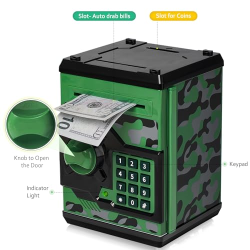 image for ATM Piggy Bank for Boys Girls, Vcertcpl Mini ATM Coin Bank Money Savin