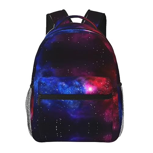 Sac à dos galaxie rouge et bleu ergonomique contre le mal de dos