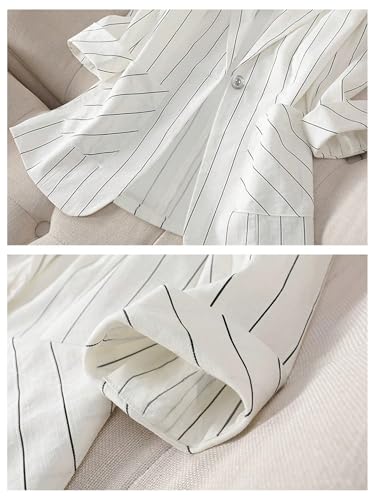 Floerns Women's 3/4 Length Sleeve Striped Lightweight Blazer Business Casual Suit Jacket4