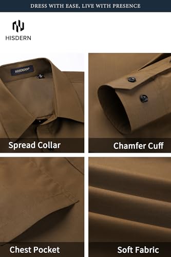 Image of HISDERN Mens Dress Shirt with Tie Pocket Square Set Classic Button Down Shirt Matching Tie Long Sleeve Shirts