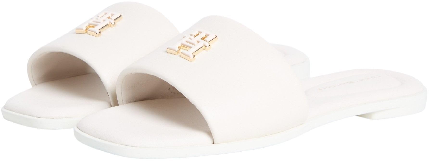 Tommy Hilfiger Damen Th Logo Hardware Leather Mule Fw0fw09292Flache Sandalen