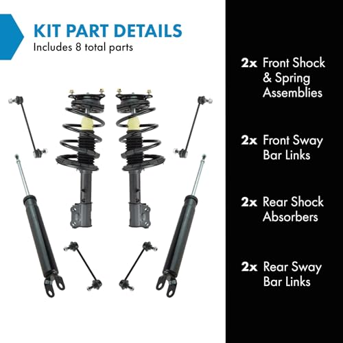 Image of TRQ Front and Rear Suspension Kit Complete Strut & Coil Spring Assembly Shock Absorber Sway Bar Stabilizer Link Compatible with 2007-2010 Hyundai Elantra