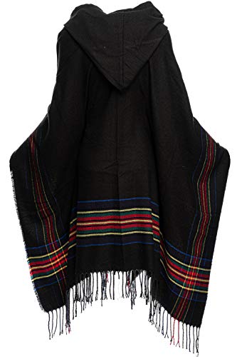 HEIZZI Women's Hooded Cape Poncho Oversized Tassel Shawl Scarf4
