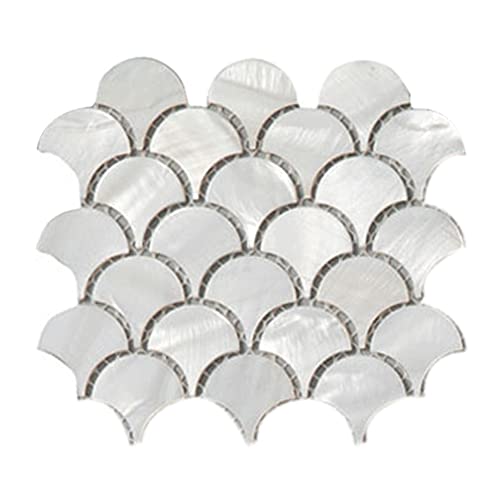 Diflart White Mother of Pearl Shell Fish Scale Mosaic Tile Backsplashe for Kitchen Shower Bathroom Sample