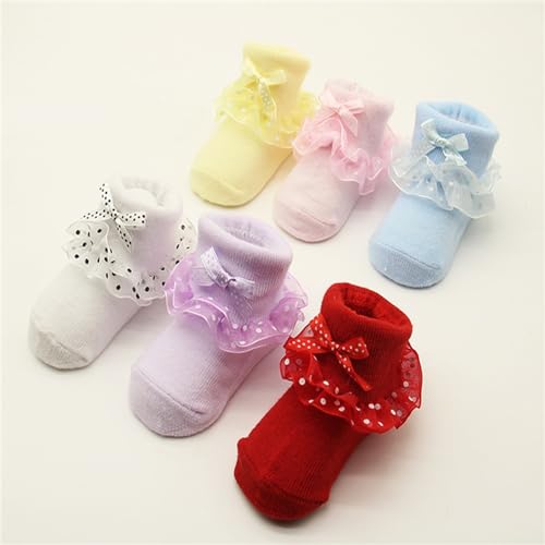 Baby Girls 6 Pairs Socks Infant Lace Sock Newborn Socks Eyelet Ankle Dress Sock 0 to 6 Months Kids Furry Socks3