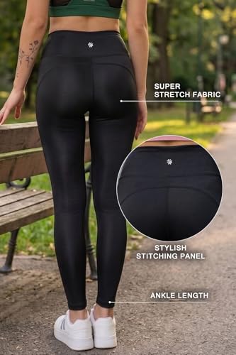 Image of JUNEBERRY Women's Solid Spandex Skinny Fit Activewear Legging | Stretchy, Lightweight & Comfortable for Gym Colors: Black, Navy, Light Grey, Sage, Cocoa, Wine, Mauve.