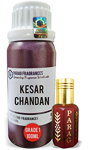 Parag Fragrances Kesar Chandan Attar 100Ml (With Empty Fancy Bottles) Natural Attar/Long Lasting Attar/Bhapka Processed Attar For Clothes And Religious Use