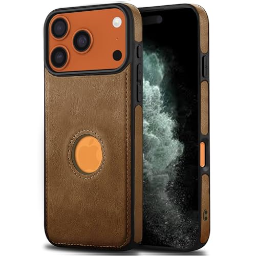 Image of Leather Case for Apple iPhone 17 Pro Premium Protective Stylish Slim Cover with Shockproof Raised Edges Brown